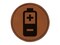 Battery Icon Round Iron-On Engraved Faux Leather Patch Applique - 2.5"